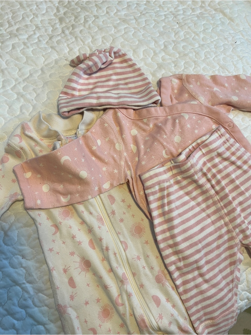 NWOT Hanna Andersson Organic Cotton Wrap Top, Wiggle Pants, Sleeper Set Pink 0-3